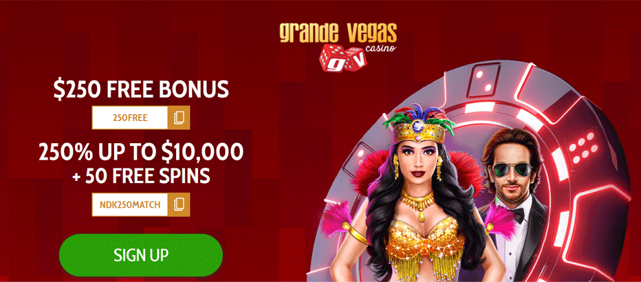 $250 No Deposit Bonus Code at Grande Vegas Casino