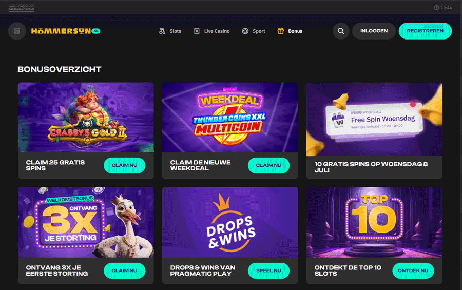 Wekelijkse promoties en acties bij Hommerson online casino