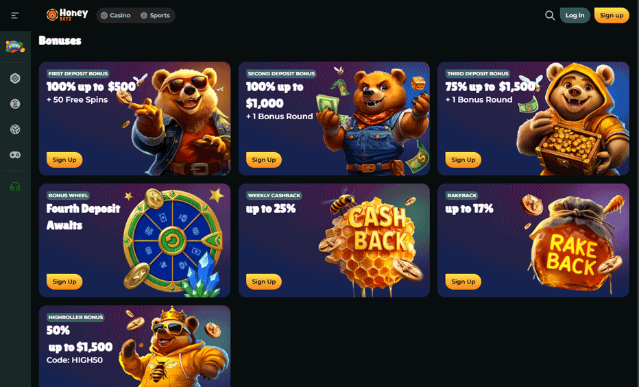 Other promotions at Honeybetz