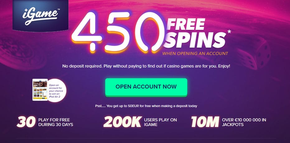 iGame Free Spins Bonus | Up to 450 Free Spins on Sign Up!