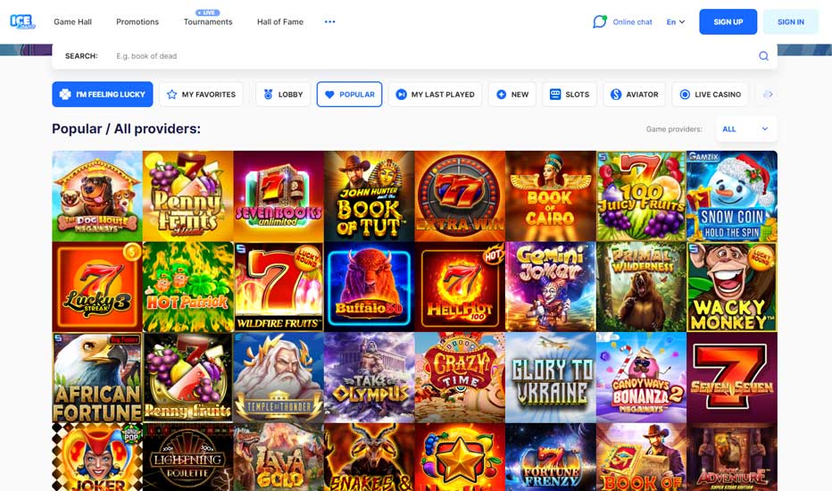 Ice Casino Game Selection