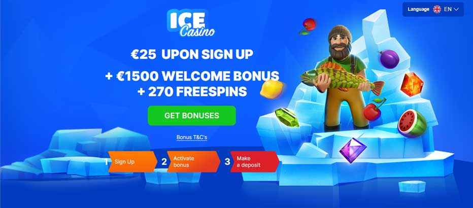 Ice Casino No Deposit Bonus - Get up to €25 Free on registration