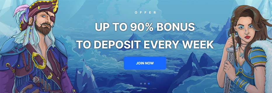 Enjoy a weekly deposit bonus up 90% every Thursday