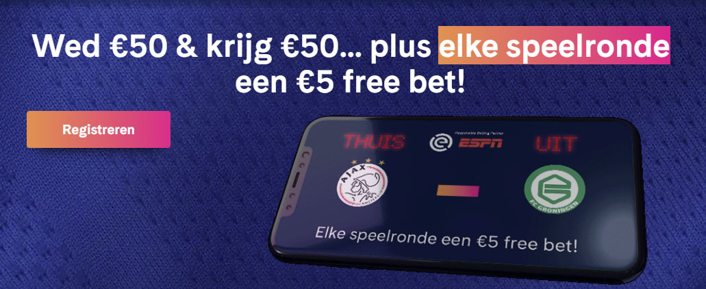 iedere week €5 gratis wedden op ajax bij holland casino