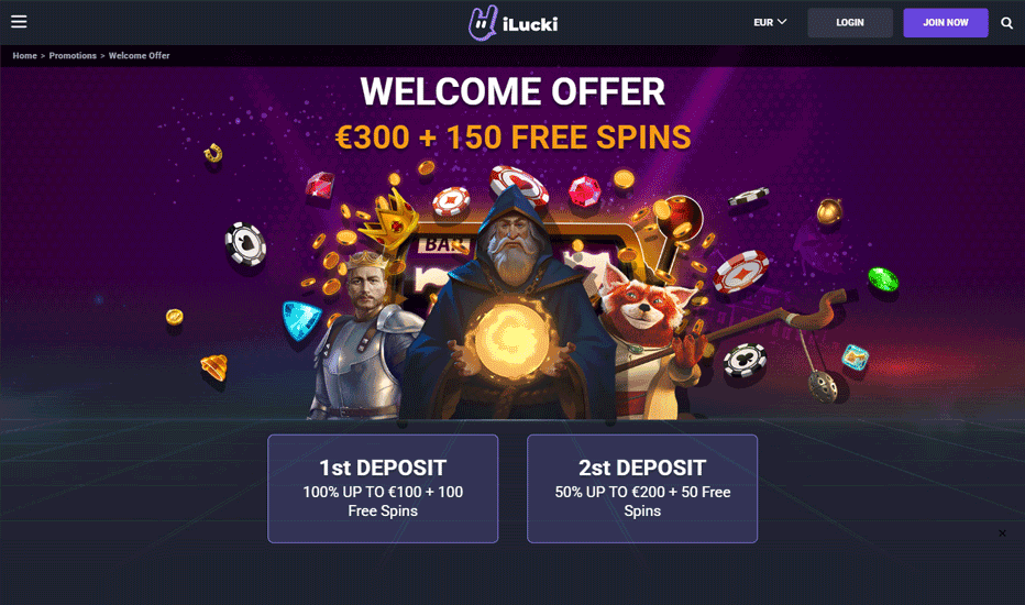 iLucki welcome bonus - claim up €900 bonus and 150 free spins iLucki welcome bonus - claim up €900 bonus and 150 free spins