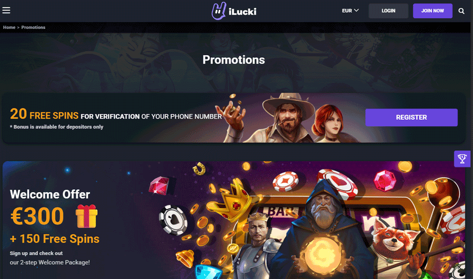 iLucki free spins promotion - claim 20 free spins on phone verification iLucki free spins promotion - claim 20 free spins on phone verification