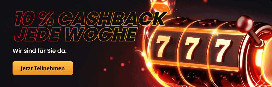 Wöchentliches Cashback von 10 % bis zu 10.000 € (ohne Umsatzbedingungen!) Wöchentliches Cashback von 10 % bis zu 10.000 € (ohne Umsatzbedingungen!)