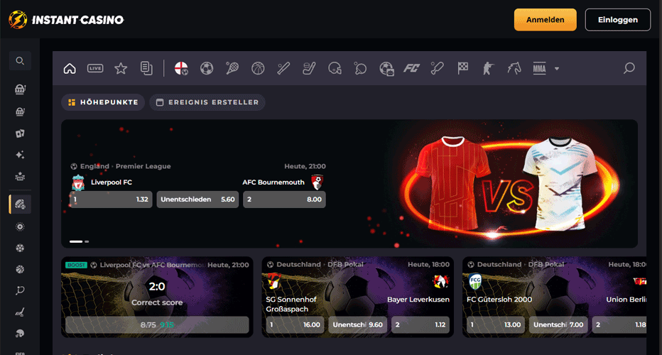 Sportwetten bei Instant Casino – inklusive Live-Wetten Sportwetten bei Instant Casino – inklusive Live-Wetten