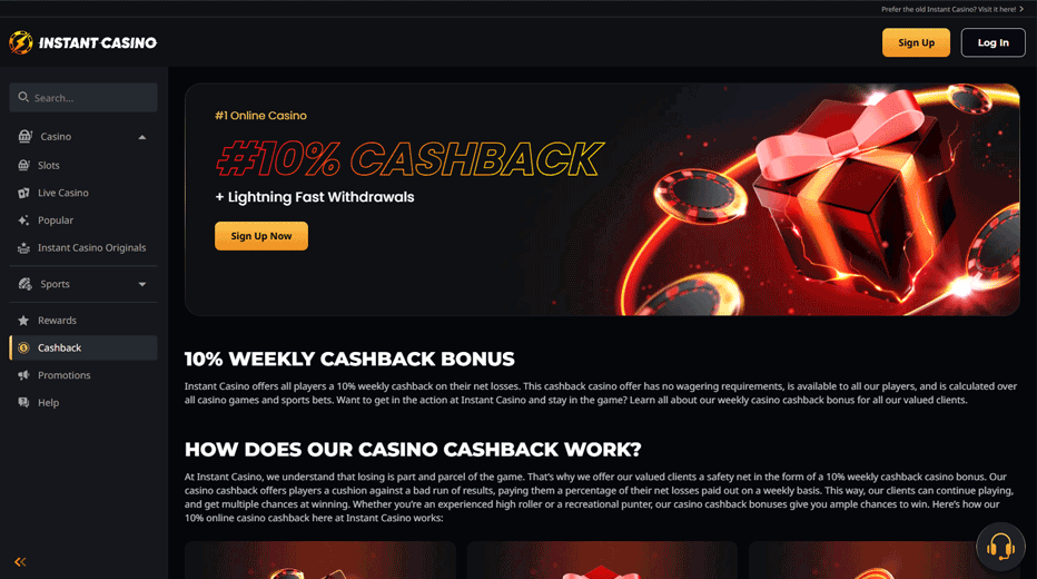 Weekly cashback of 10% up to €10,000 (wager free!) Weekly cashback of 10% up to €10,000 (wager free!)