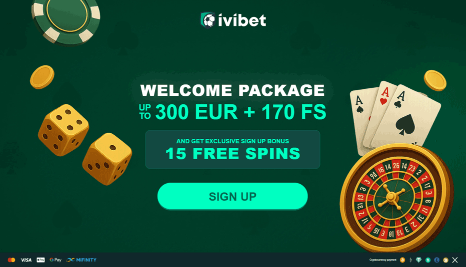 Ivibet welcome offer - 15 free spins plus a €300 welcome bonus Ivibet welcome offer - 15 free spins plus a €300 welcome bonus