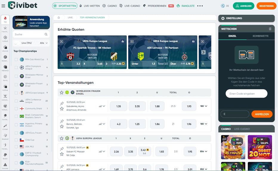 Sportwetten bei Ivibet Casino Deutschland Sportwetten bei Ivibet Casino Deutschland