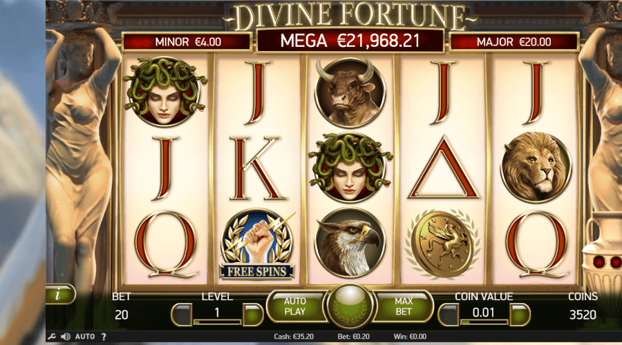 wygrana jackpot i duża wygrana w Divine Fortune w kasynie online