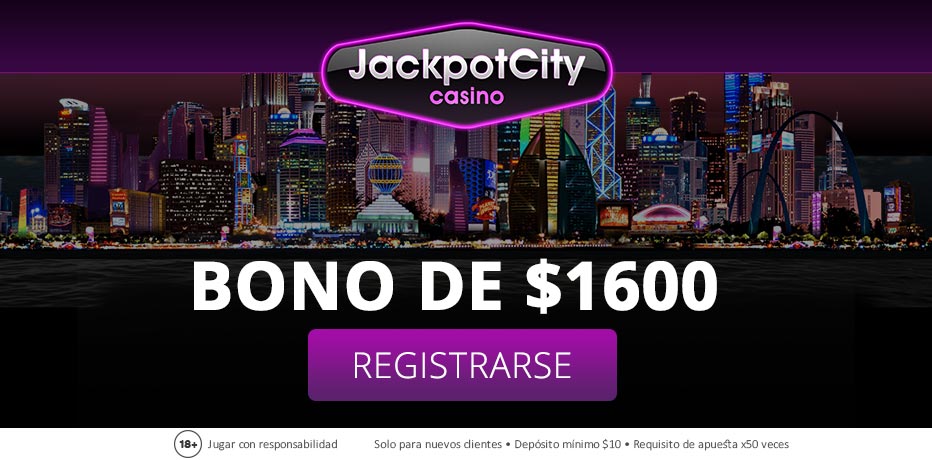 Jackpotcity - 50 Giros Gratis + 4 Bonos de Depósito ($1600) 
