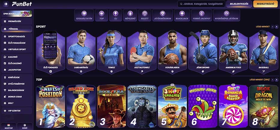 játékok és sportfogadás a funbet kaszinóban