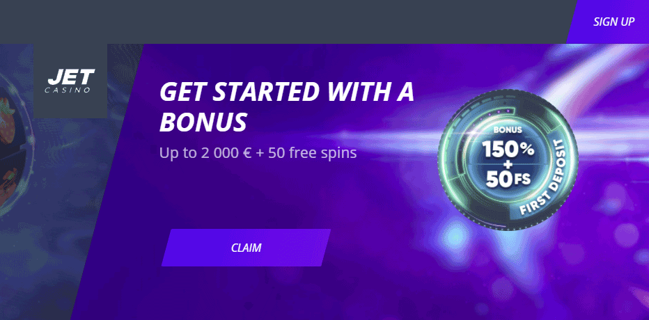 Jet Casino - 150% Bonus + 50 Free Spins