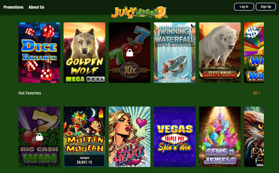 Casino games at Juicy Vegas