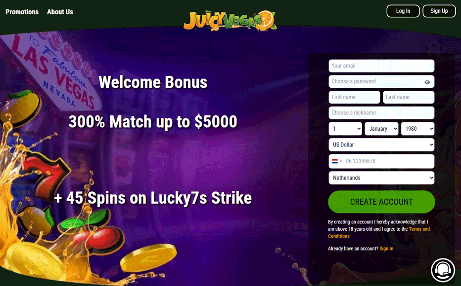 Juicy Vegas login