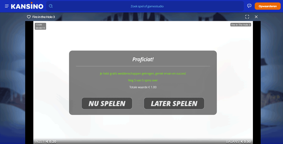 Kansino’s cadeauvlucht: Pak vandaag 5 gratis spins op Fire in the Hole 3!