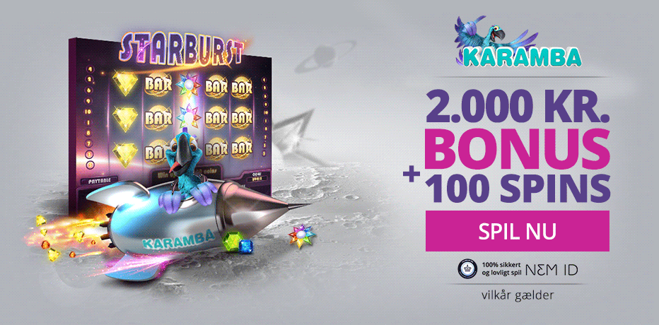 Karamba bonus: 100 gratis spins med første indbetaling af rigtige penge