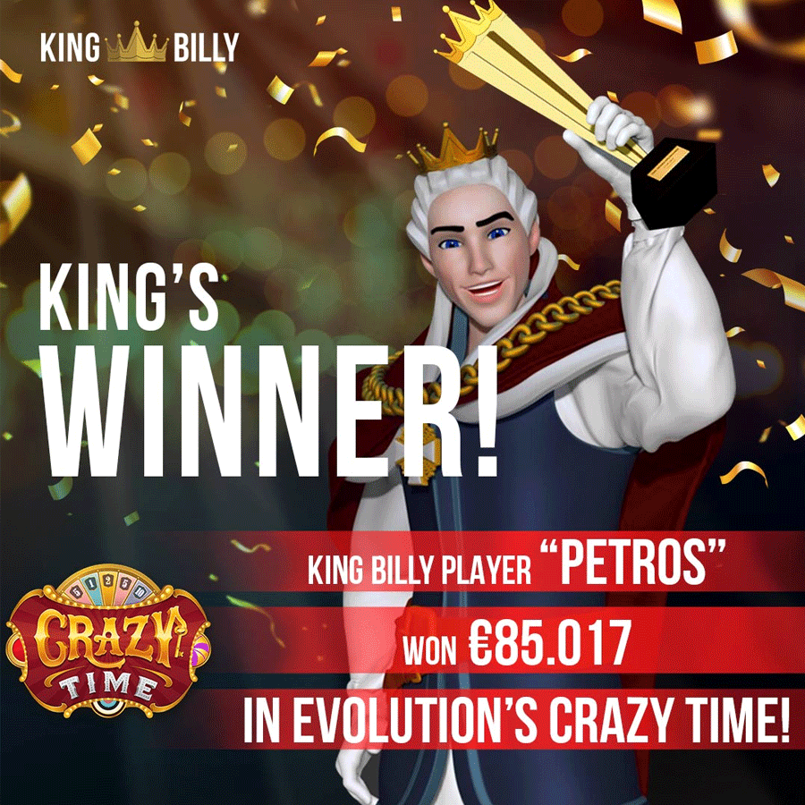 Player at King Billy Casino enjoys massive win on Crazy Time