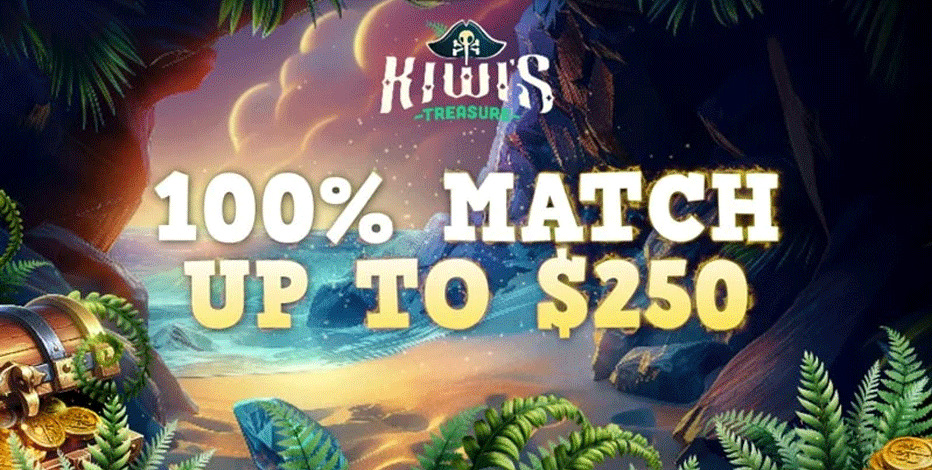 Kiwi’s Treasure deposit matches – 4 bonuses up $250