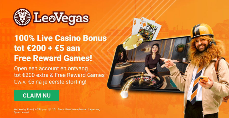 LeoVegas Live Casino Bonus – claim €200 bonus en een €5 gratis chip