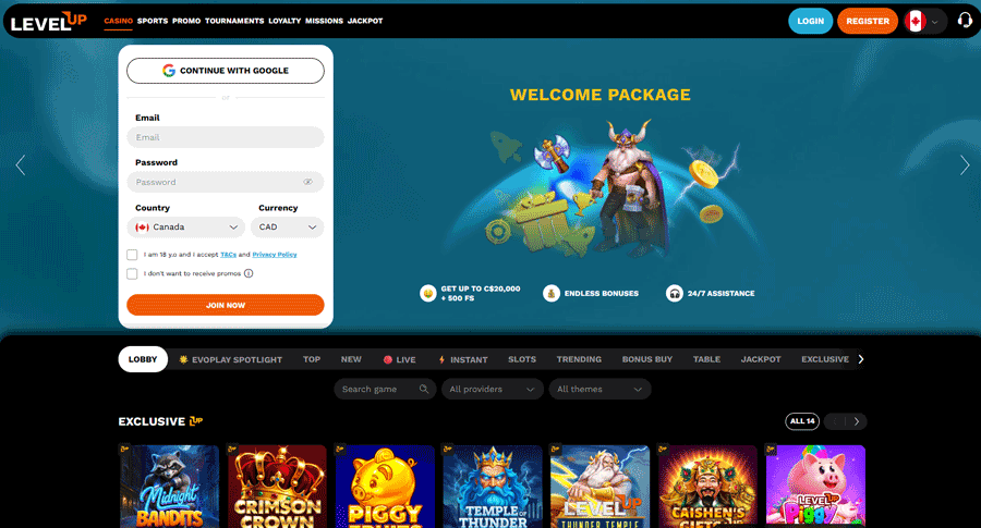 LevelUp Casino Canada