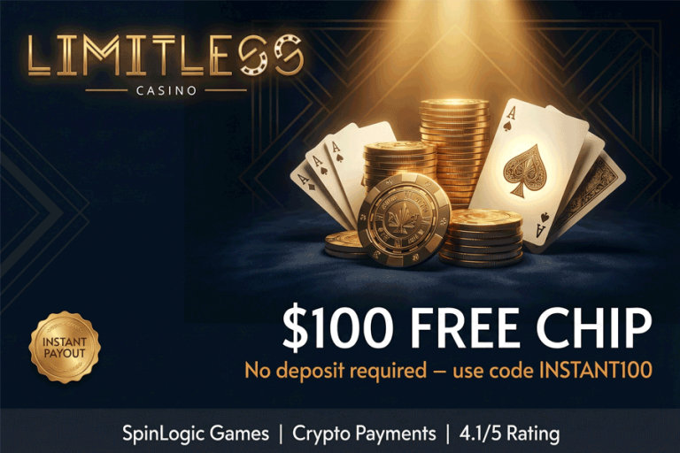 Limitless Casino no deposit bonus codes – claim your $100 free chip