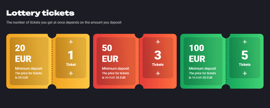 Collect lottery tickets by making deposits