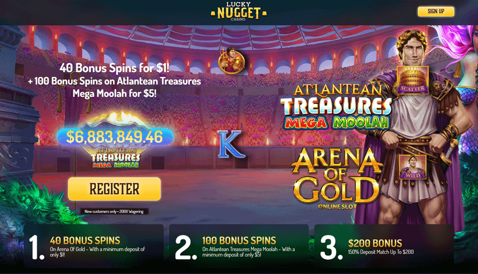 How to claim your 40 free spins with a $1 deposit at Lucky Nugget Casino