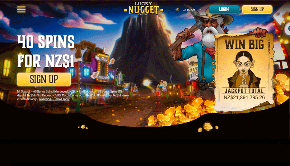 Lucky Nugget $1 Deposit Bonus - 40 Free Spins on Arena of Gold