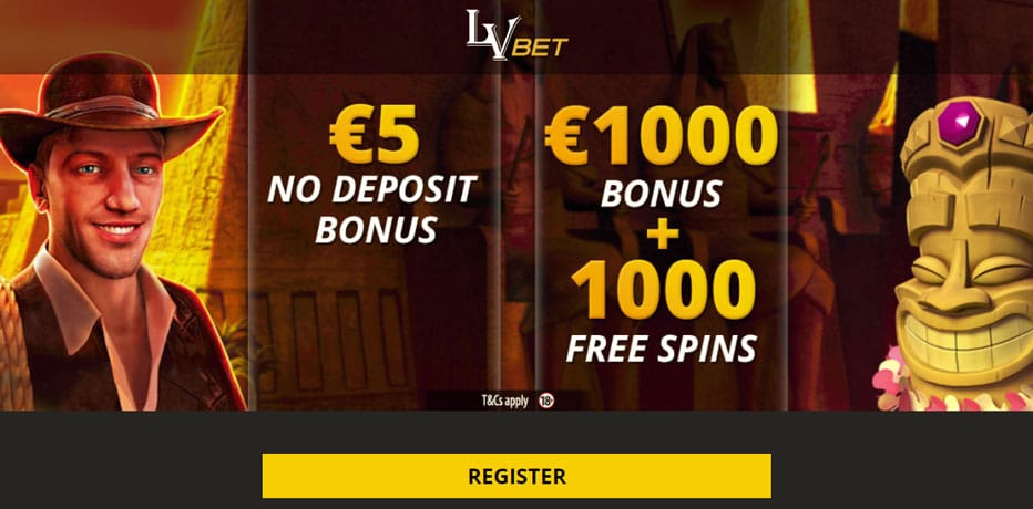 LV Bet Bonus - 5€ ilmaista pelirahaa + 1000 Ilmaiskierrosta