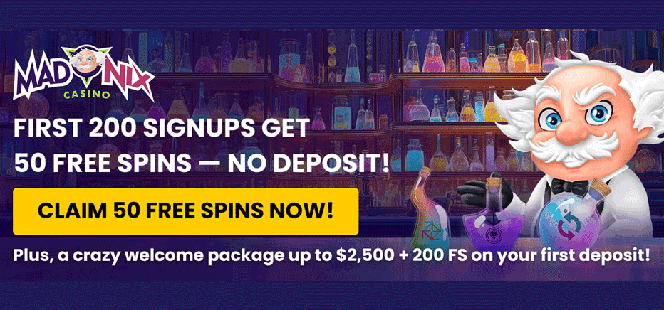 Madnix welcome offer - up $2500 and 200 free spins Madnix welcome offer - up $2500 and 200 free spins