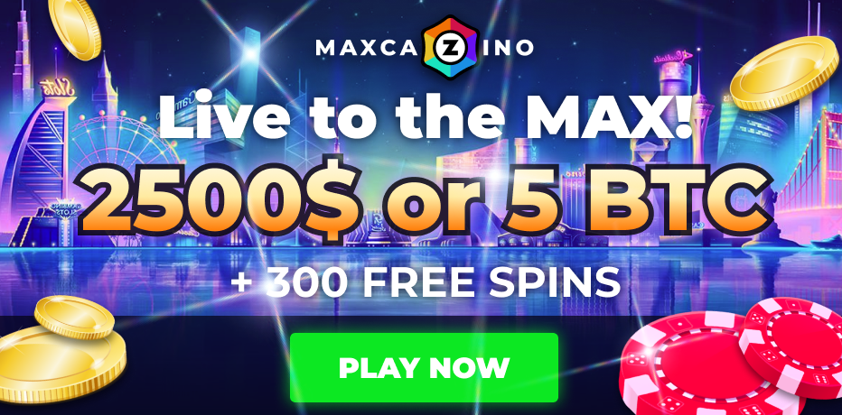 MaxCazino Bonus - 300 Free Spins + NZ$1,500 Bonus