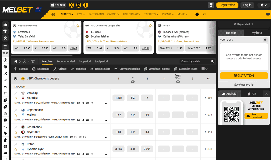 Sports betting at Melbet - Great opportunities for Kiwi players