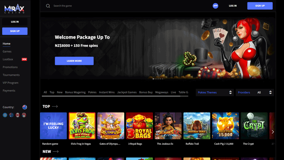 Mirax Casino welcome package – up to NZ$8,000 + 150 free spins