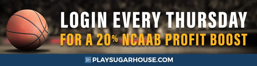 NCAAB Profit Boost - 20% Extra Winnings at SugarHouse Sportsbook NJ