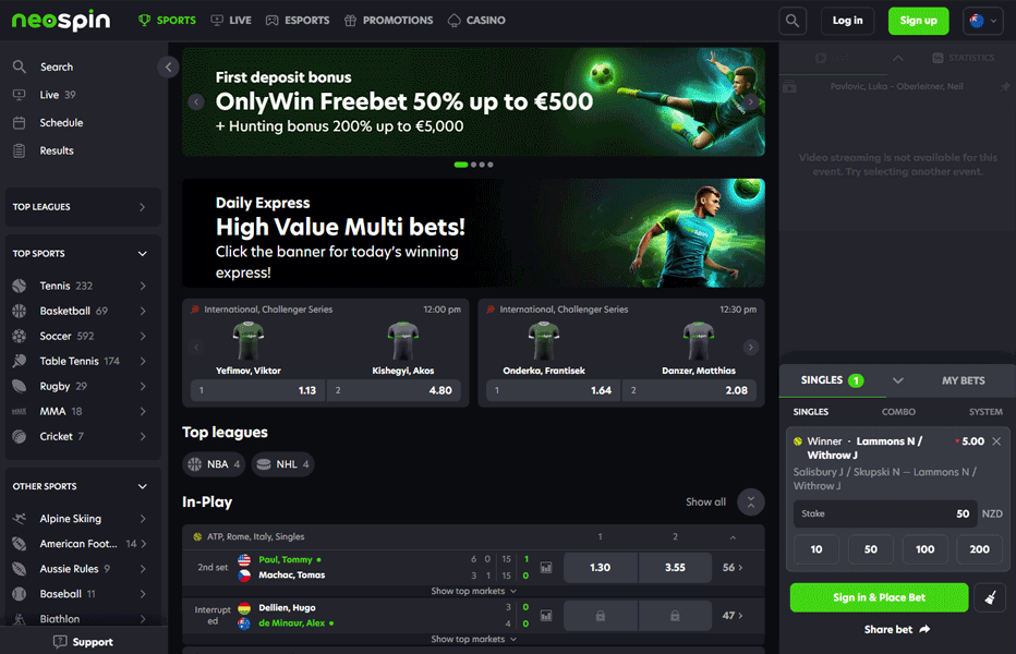 Neospin sportsbook – bet on thousands of monthly events Neospin sportsbook – bet on thousands of monthly events