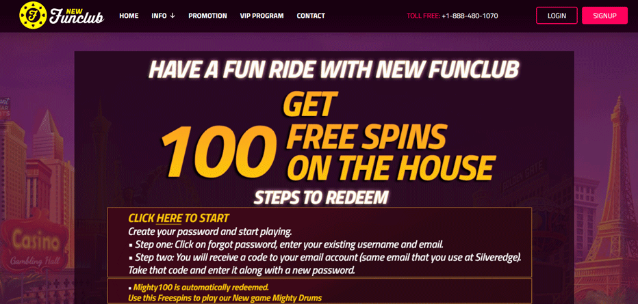 Funclub Casino Free Spins – 100 Free Spins on sign up