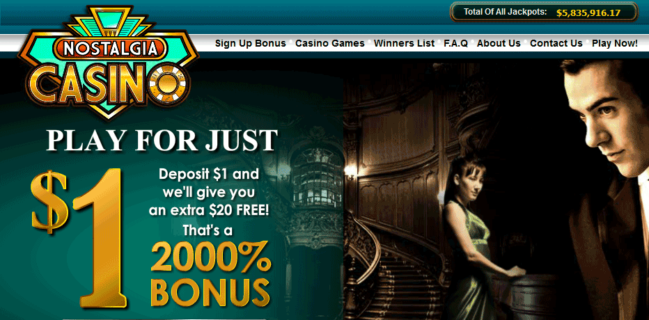 Nostalgia Casino deposit $1 get $20 bonus Nostalgia Casino deposit $1 get $20 bonus
