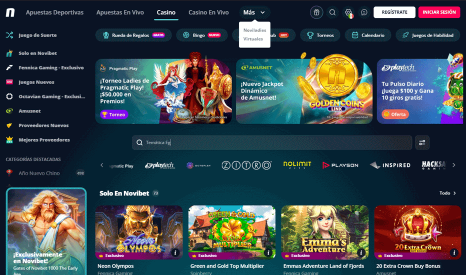 Análisis del Catálogo de Juegos de Novibet: Un Universo de Opciones