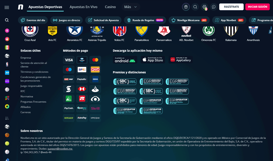 Métodos de Pago en Novibet México
