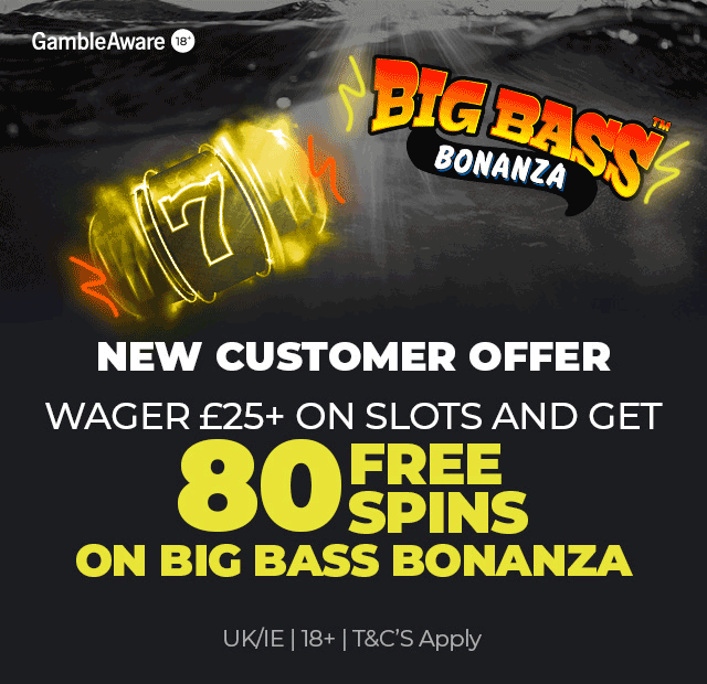 NRG Casino welcome bonus – wager £25 and get 80 free spins on Big Bass Bonanza (UK only)