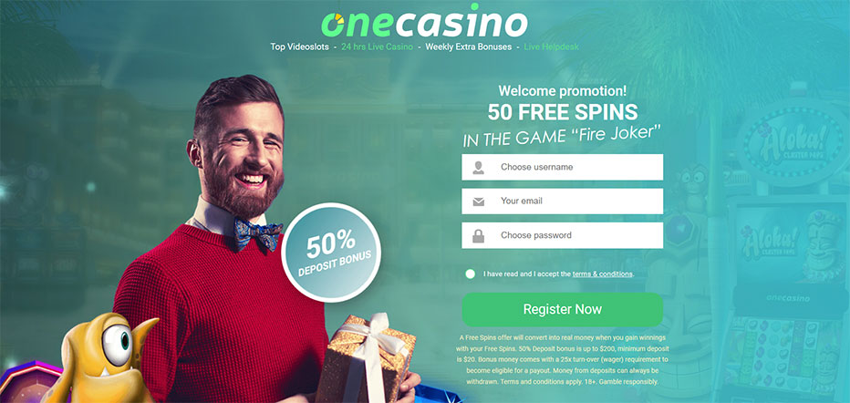 one casino 50 free spins on sign up