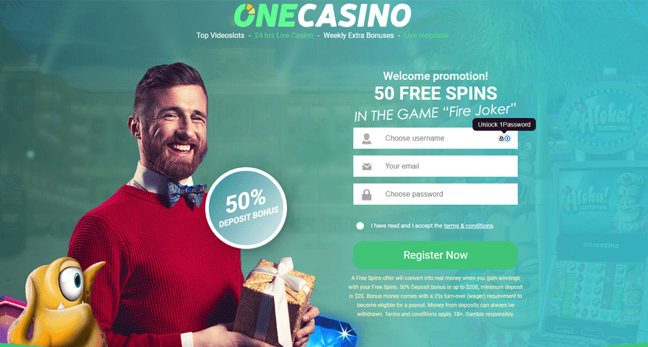 One Casino No Deposit Bonus New Zealand - 50 Free Spins on Fire Joker