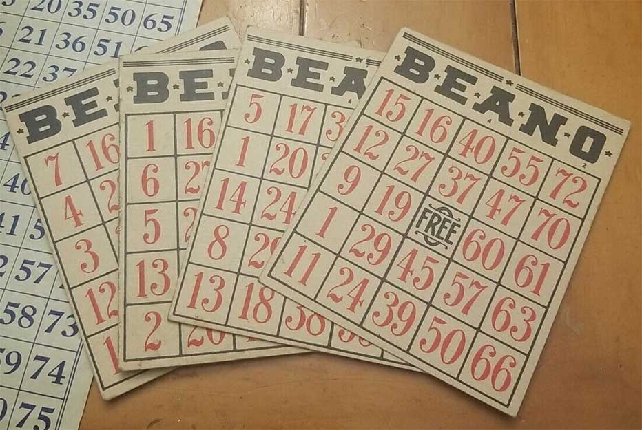 oude bingo kaarten met de naam beano