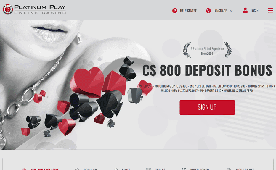 The updated Platinum Play welcome bonus for Canada