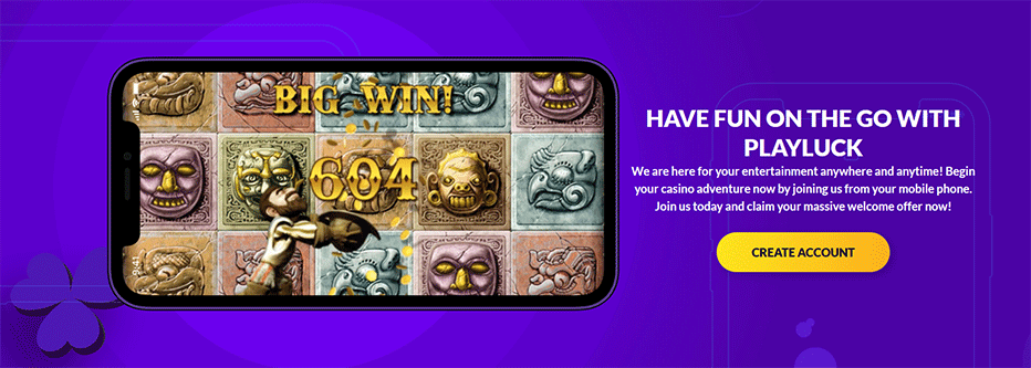 Playluck Casino auf dem Handy oder Smartphone