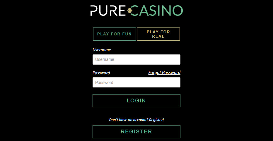 pure casino login