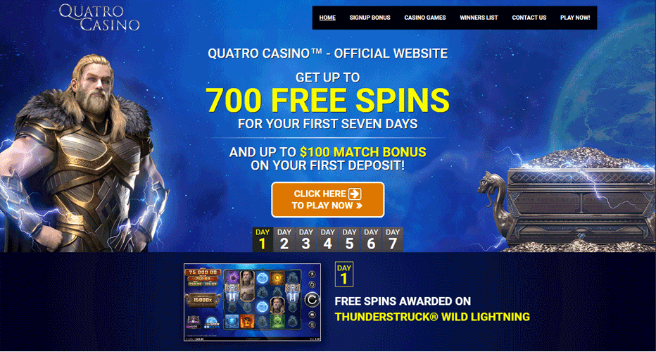 Quatro Casino Bonus – Up to 700 Free Spins + NZ$100 Bonus